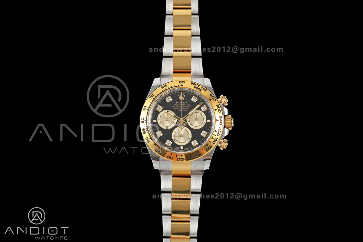 Daytona 126503 RWF 1:1 Best Edition Black Diamonds Dial on SS/YG Bracelet JH4131 Free Sprung